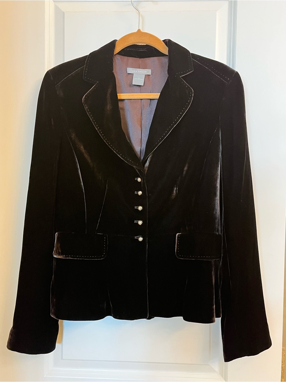 Vintage Ann Taylor Velvet Button-Front Blazer